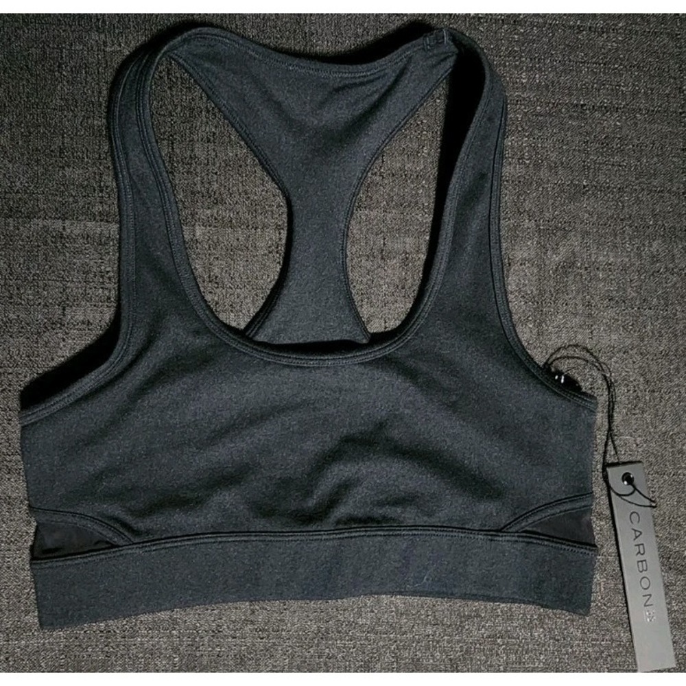 Carbon38 Sports Bra Black Size S Mesh Sides Compression‎ High Support Gym NWT